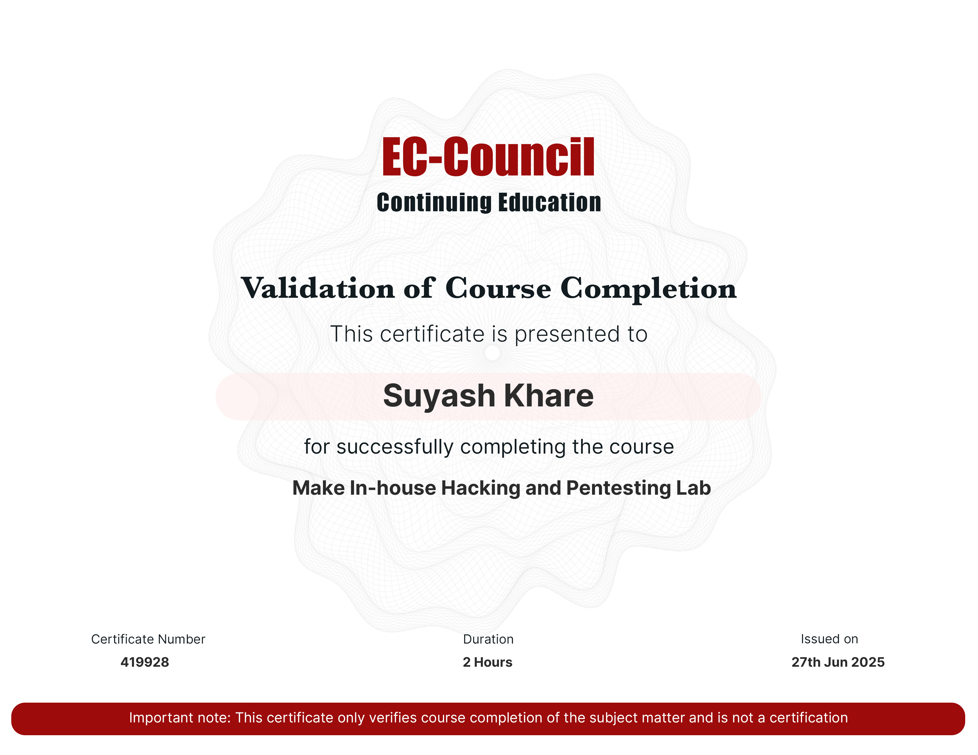 EC-Council Make In-house Hacking Lab