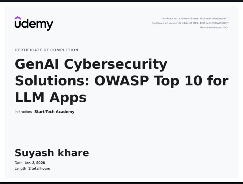 Udemy GenAI cybersecurity Solutions: OWASP Top 10 for LLM Apps