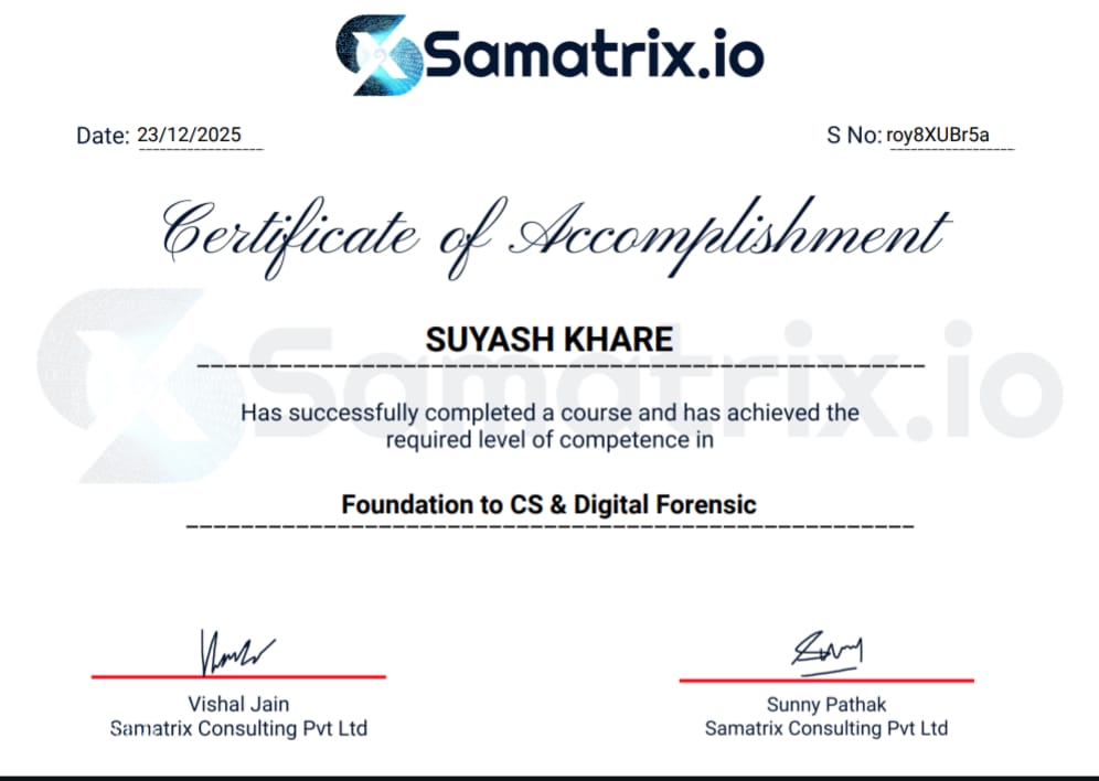 Samatrix Foundation To CS & Digital Forensic