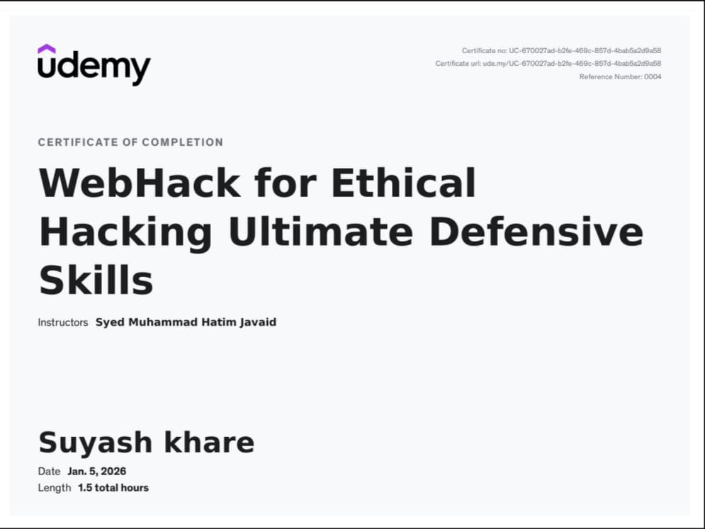 Udemy WebHack for Ethical Hacking Ultimate Defensive Skills